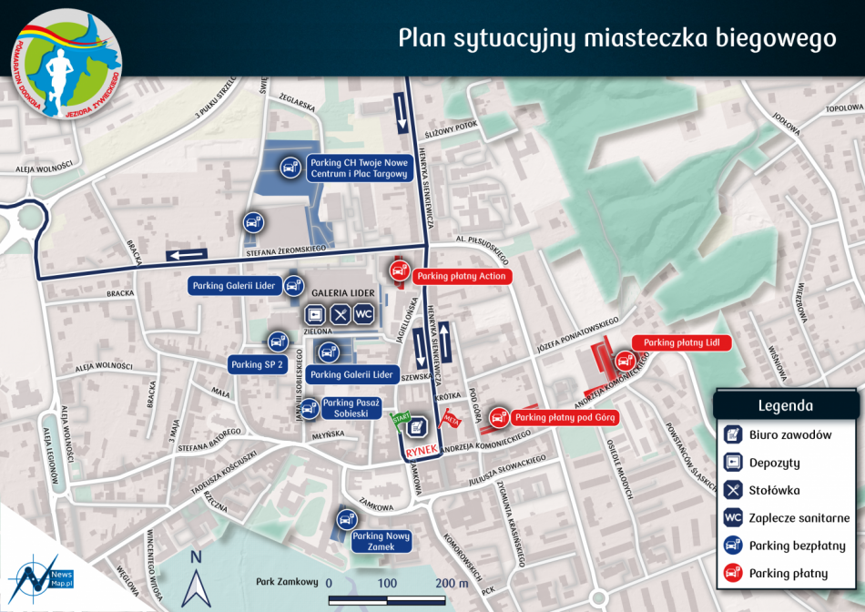 Plan sytuacyjna miasteczka biegowego